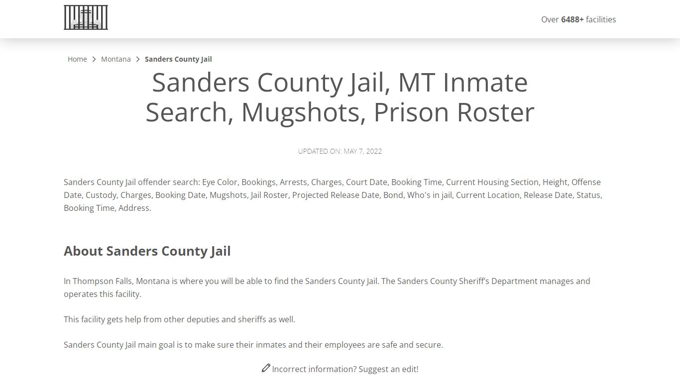 Sanders County Jail, MT Inmate Search, Mugshots, Prison Roster